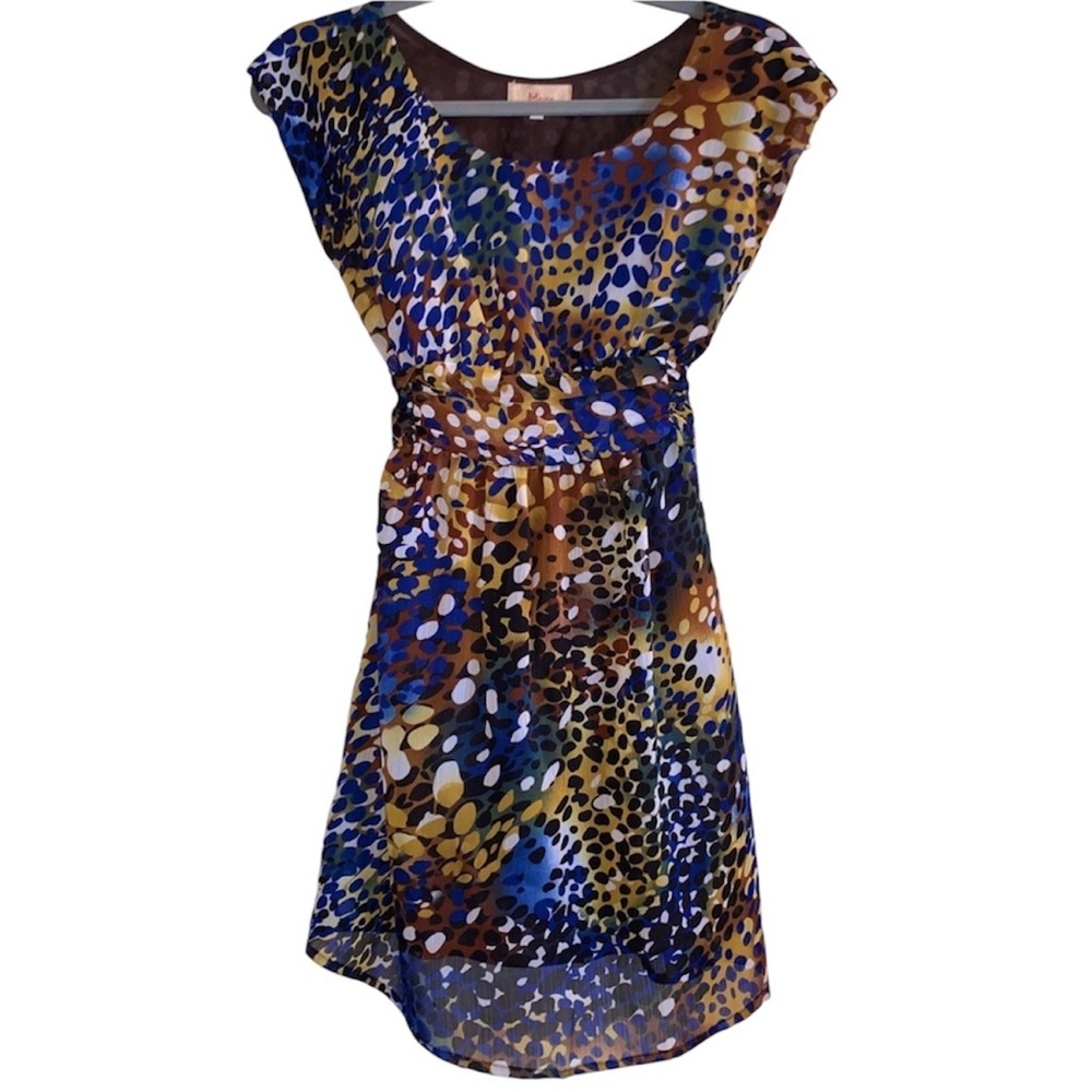Miuse Tie Back Colorful Cheetah Dress Sz S